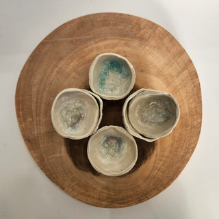 Glass Textured Trinket Dish - White