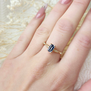 Daphne Blue Emerald Cut Sapphire Ring