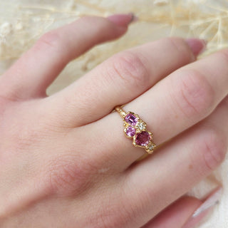 Mermaid Treasures Pink Sapphire and Diamond Cluster Ring