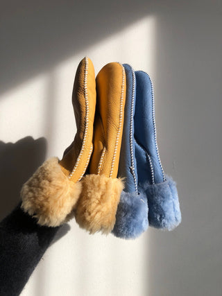 Shearling Mittens- Light Yellow