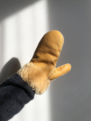 Shearling Mittens- Light Yellow