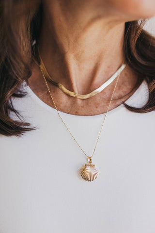 Gold Filled Shell Locket Necklace