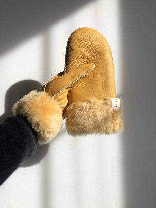 Shearling Mittens- Light Yellow