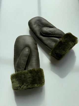 Shearling Mittens- Olive