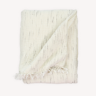 Sketched Crinkle Fleece Lined Throw - Natural with Grey