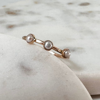 14K Gold-Filled Triple Stacking Pearl Ring