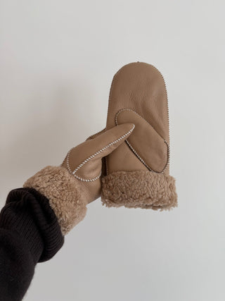 Shearling Mittens - Pinky Oat