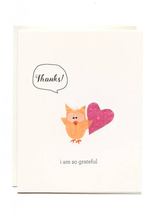 "Thanks! I Am so Grateful" Owl w/ Heart