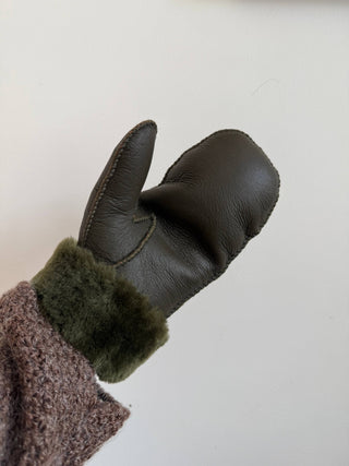 Shearling Mittens- Olive