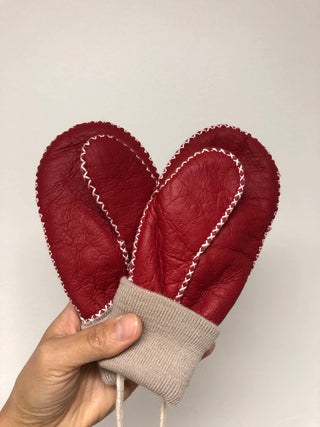 Kids Shearling Mittens - Dusty Pink