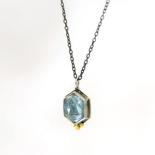 Aquamarine Necklace with Gold Dot Trio