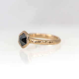 Aureole Hexagon Black Diamond Ring