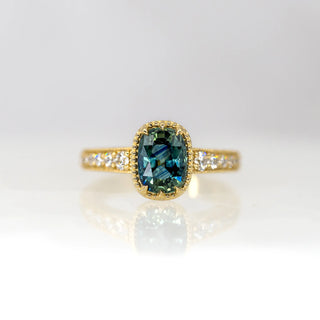 Australian Bi-Colored Sapphire Etched in Time Ring