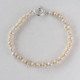 Mixed Pearl Bracelet Tied With Yellow Silk