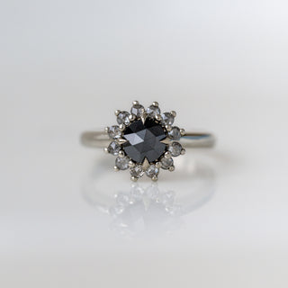 Black Rose Cut Diamond Halo Ring