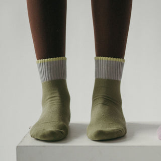 Block Pima Socks - Avocado - S/M