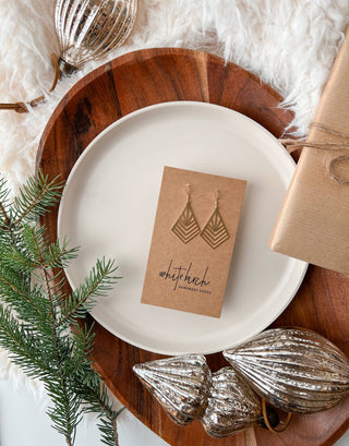 Brass Art Deco Diamond Shaped Earrings: 14k Gold Fill