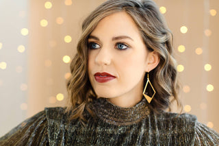 Brass Cut-Out Diamond Statement Earrings: 14k Gold Fill Hooks