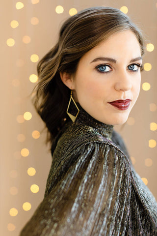 Brass Cut-Out Diamond Statement Earrings: 14k Gold Fill Hooks