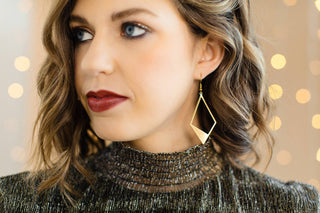 Brass Cut-Out Diamond Statement Earrings: 14k Gold Fill Hooks