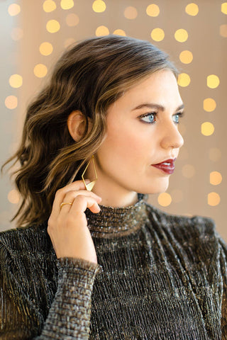 Brass Cut-Out Diamond Statement Earrings: 14k Gold Fill Hooks