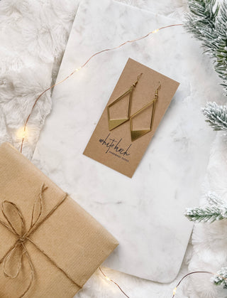 Brass Cut-Out Diamond Statement Earrings: 14k Gold Fill Hooks