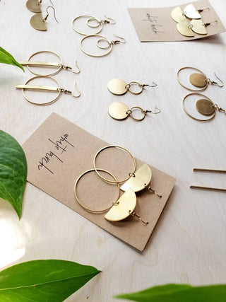 Brass Cut-Out Diamond Statement Earrings: 14k Gold Fill Hooks