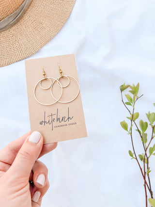 Brass Double Circle Earrings: 14k Gold Fill Hooks