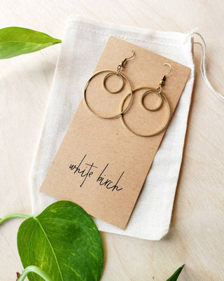 Brass Double Circle Earrings: 14k Gold Fill Hooks