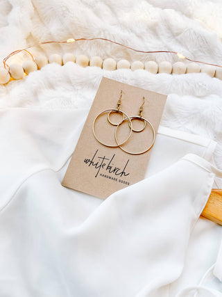 Brass Double Circle Earrings: 14k Gold Fill Hooks