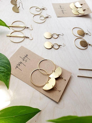 Brass Double Circle Earrings: 14k Gold Fill Hooks