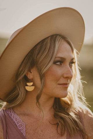 Brass Double Half Moon Statement Earrings: 14k Gold Fill Hooks
