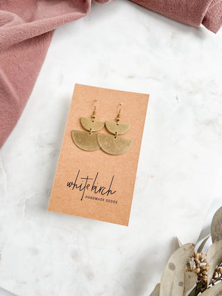 Brass Double Half Moon Statement Earrings: 14k Gold Fill Hooks