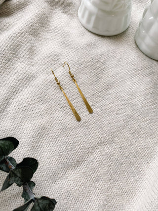 Brass Drop Earrings: 14k Gold Fill Hooks