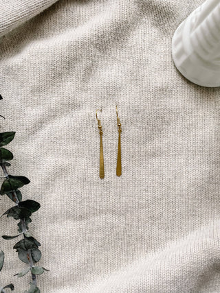 Brass Drop Earrings: 14k Gold Fill Hooks