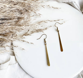Brass Drop Earrings: 14k Gold Fill Hooks