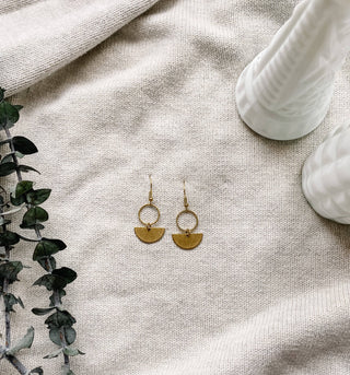 Brass Mini Circle Earrings: 14k Gold Fill Hooks