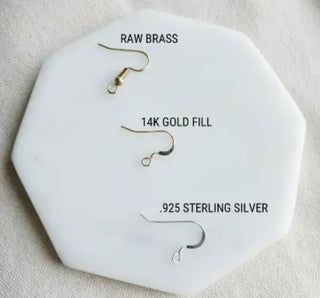 Brass Triple Hexagon Dangle Earrings: 14k Gold Fill Hooks