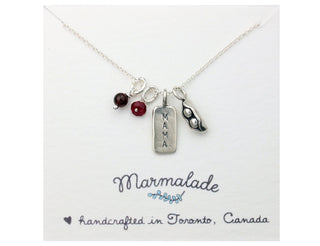 Bronze Mama & Two Peas Necklace With Gemstones