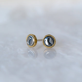 Bronze and Sterling Silver "Moon" Studs