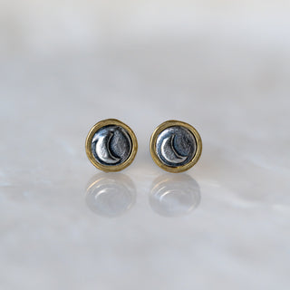 Bronze and Sterling Silver "Moon" Studs
