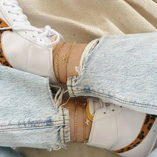 Celestial Charm Anklet Gold Filled Star Moon Heart