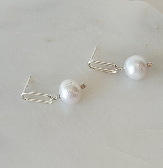 Chain Pearl Drop Earrings