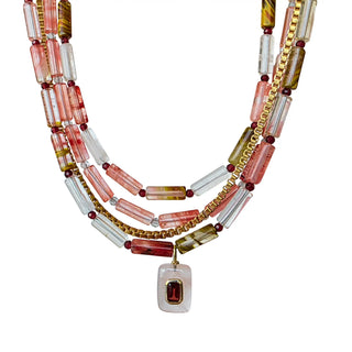 Cherry Quartz Multi-Strand Necklace- one of a kind