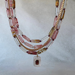 Cherry Quartz Multi-Strand Necklace- one of a kind