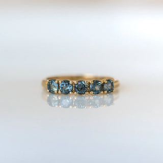 Claw Set Five Green Sapphire Band