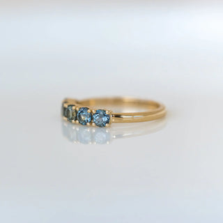 Claw Set Five Green Sapphire Band