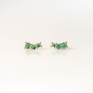 Comet Shaped Prong Emerald Studs
