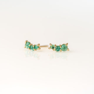 Comet Shaped Prong Emerald Studs