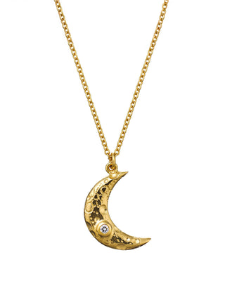 Crescent Moon Necklace with Diamond